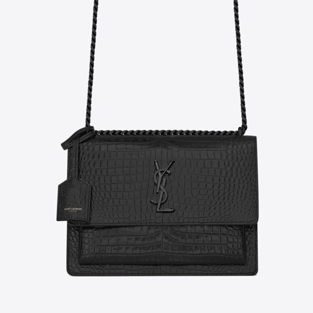 SUNSET MEDIUM IN CROCODILE-EMBOSSED LEATHER